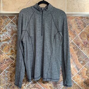 Men's Tek Gear Drytek Striped Gray Quarter-Zip Pullover Size XL